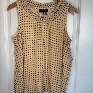 Donna Karan New York Polka Dot Ruffle Sleeveless Chiffon Blouse Small